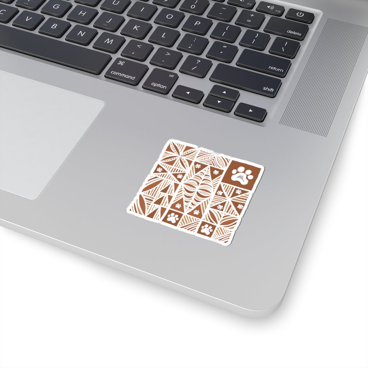 Manu Brown Tribal Paw Print Sticker — Patterned All-Over-Print Sticker
