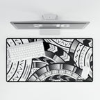 Black and White Tatau Desk Mat