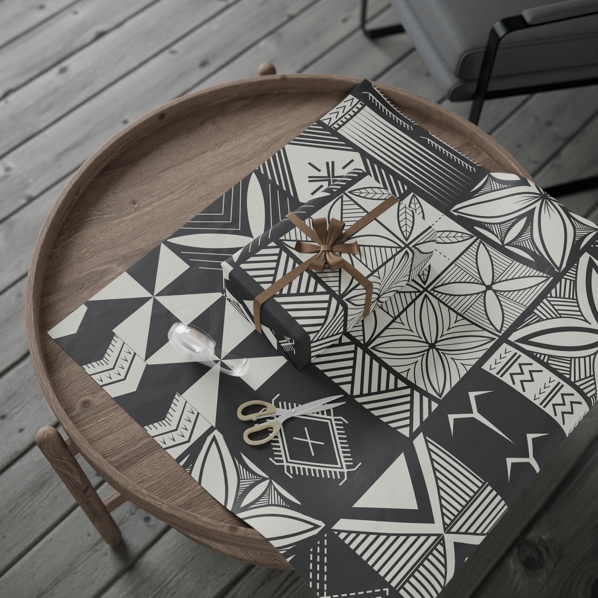 Maluelue (Black & Grey) Wrapping Paper