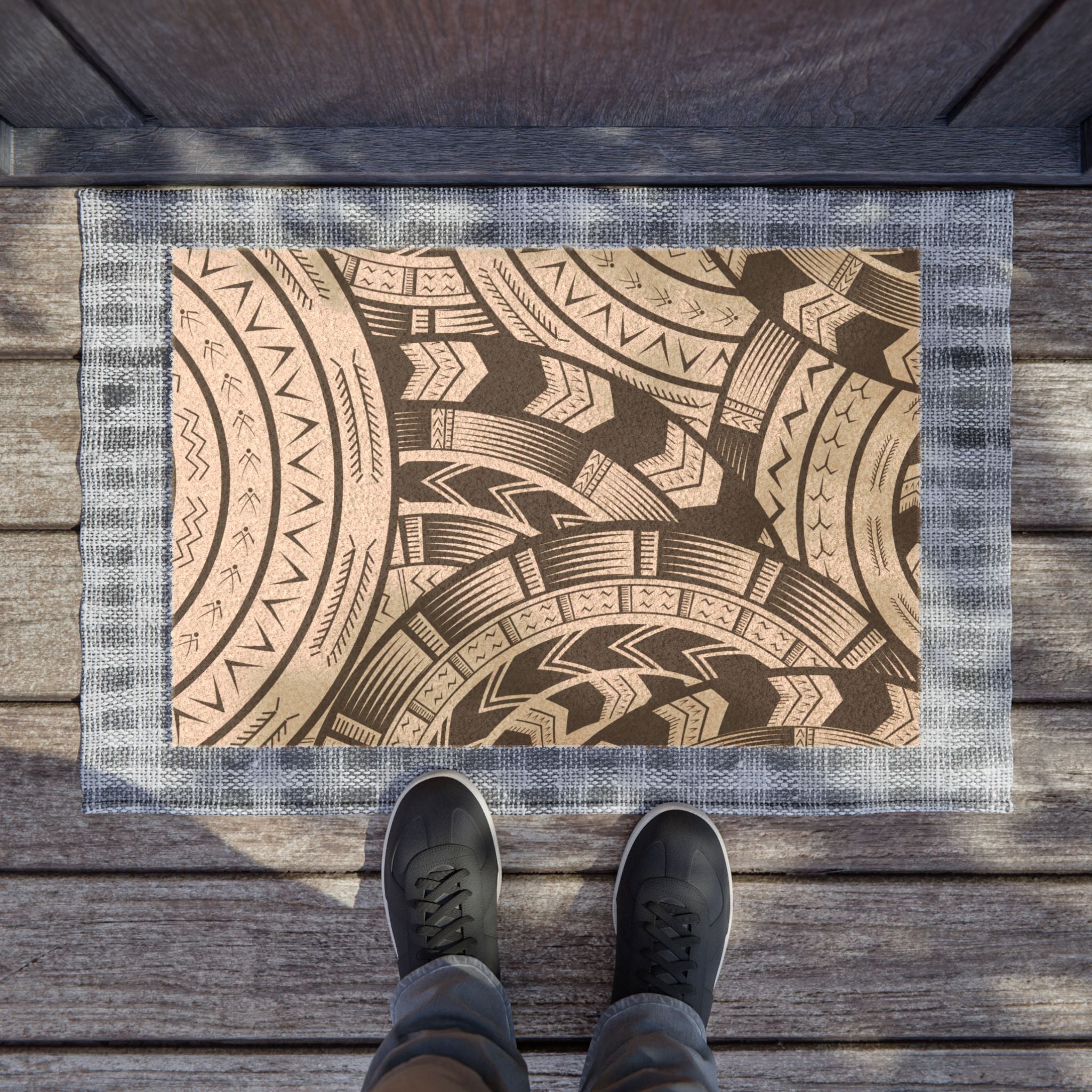 Black and White Tatau Door Mat