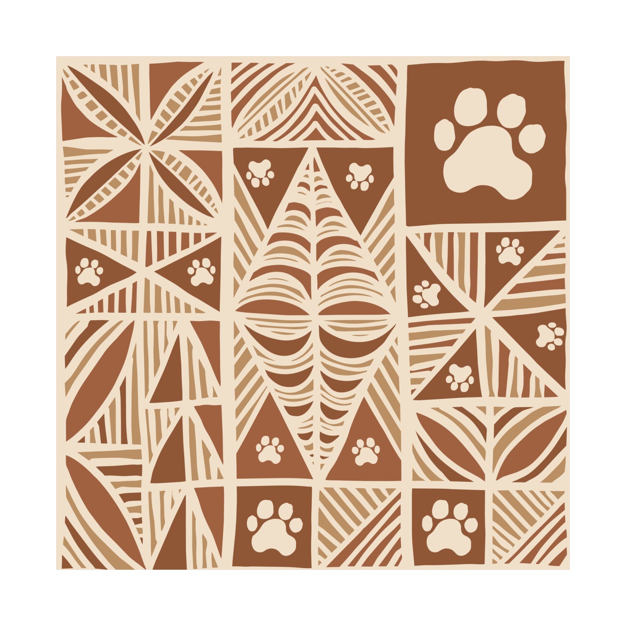Manu Brown Tribal Paw Print Poster — Patterned All-Over-Print Poster