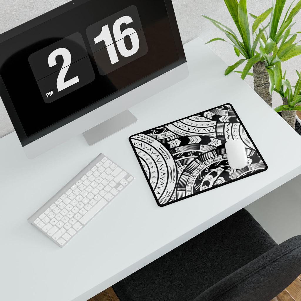 Black and White Tatau Desk Mat