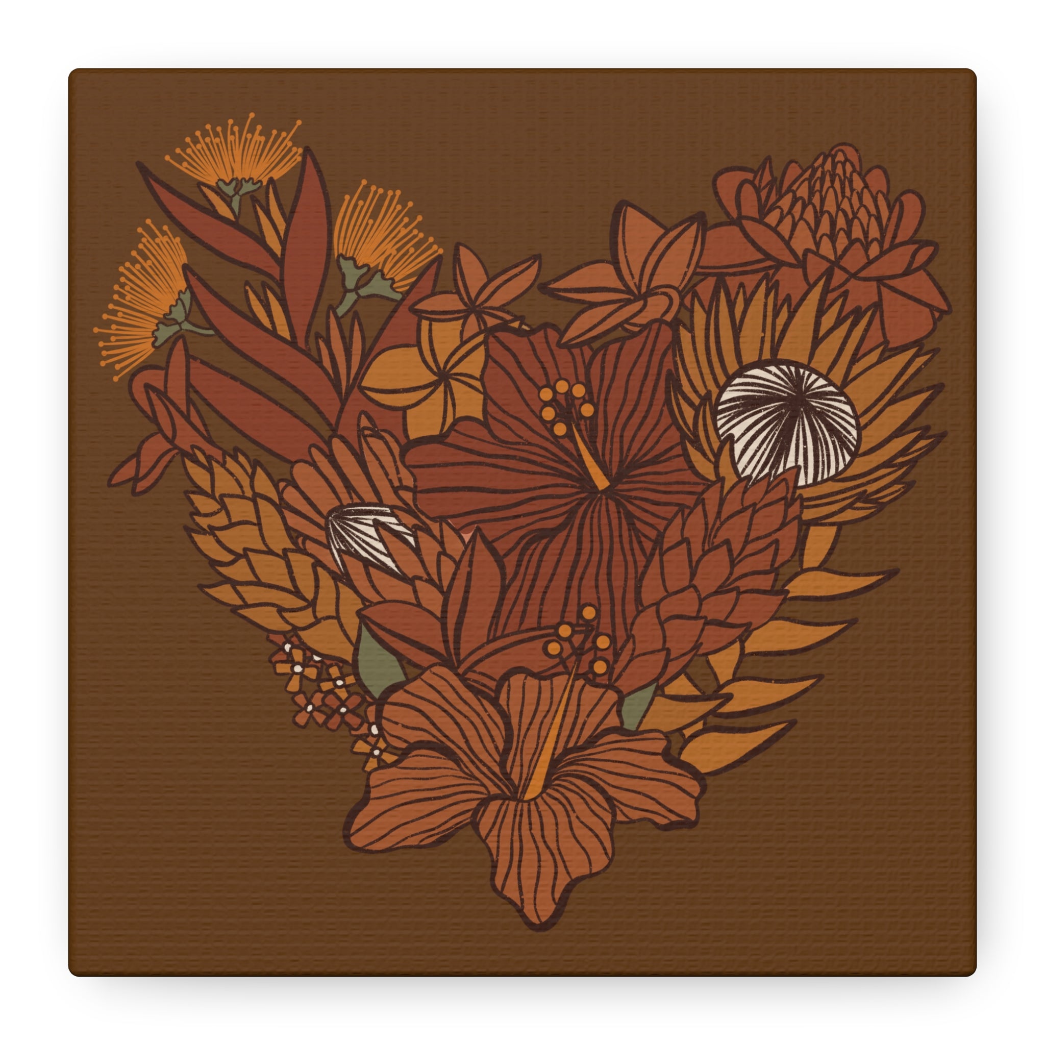 Terra Cotta Floral Heart Canvas