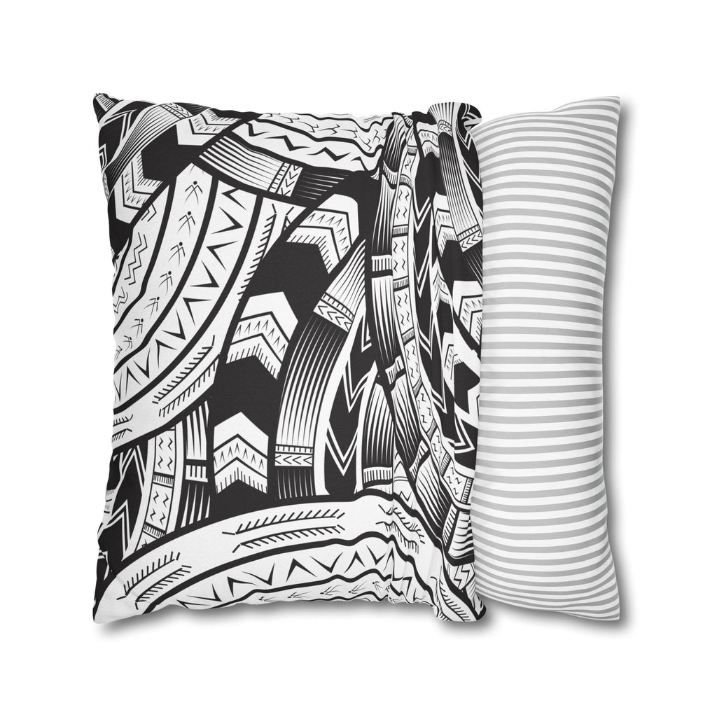 Black and White Tatau Square Pillow Case