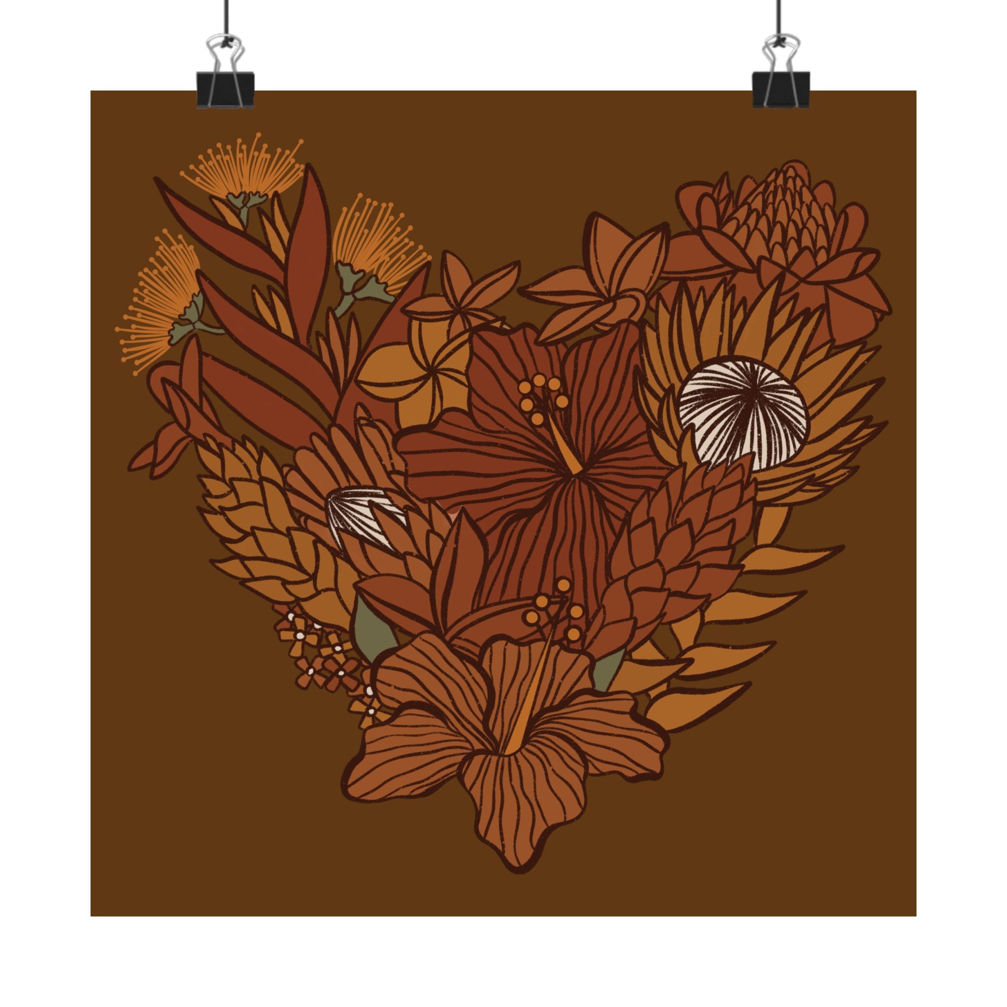 Terra Cotta Floral Heart Poster