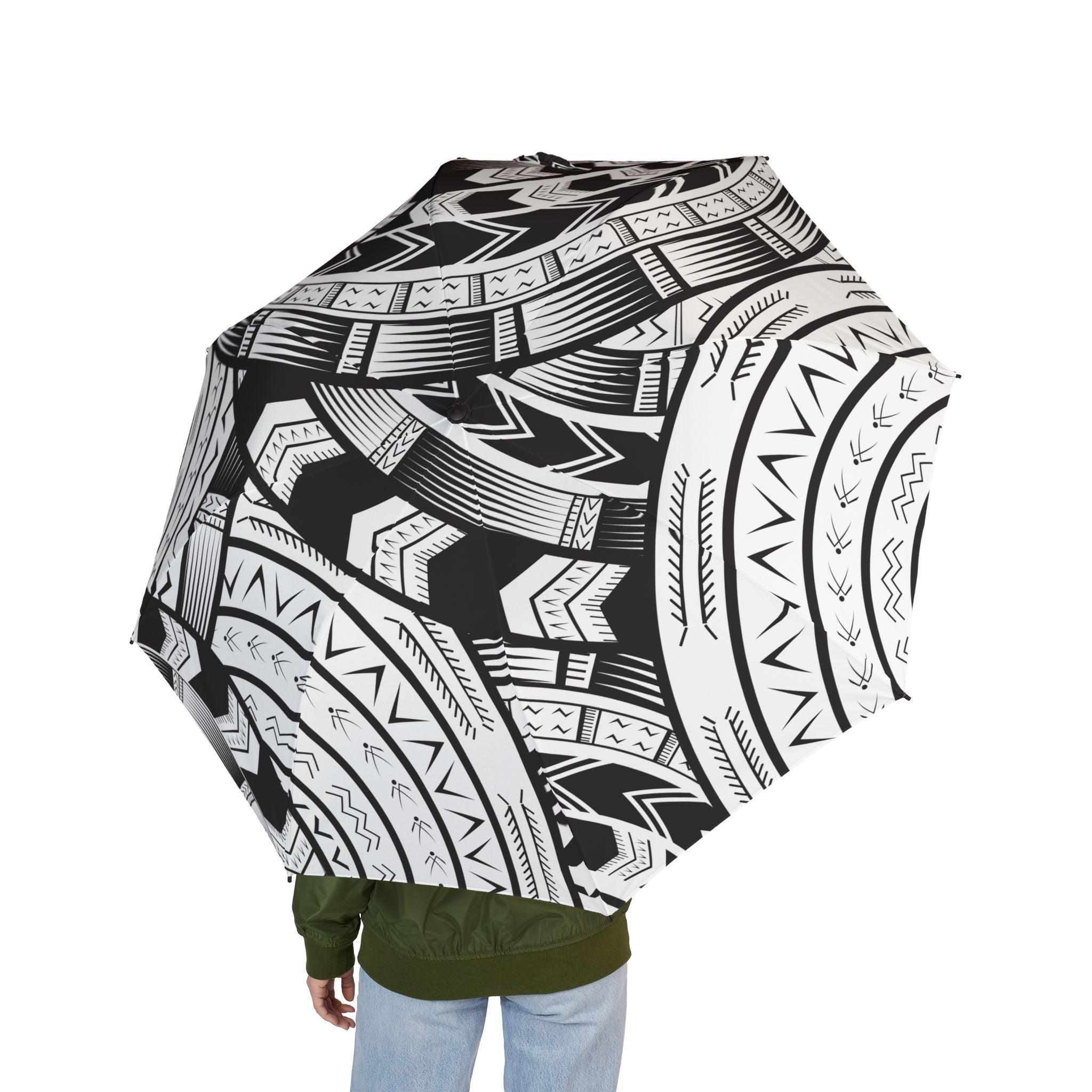 Black and White Tatau Foldable Umbrella