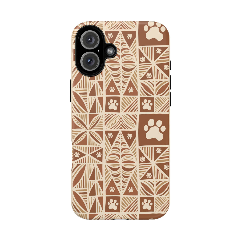Manu Brown Tribal Paw Print Phone Case — Patterned All-Over-Print Phone Case