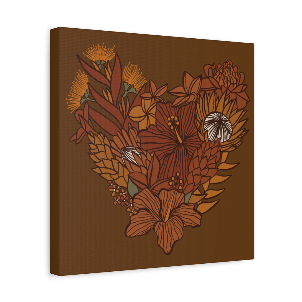 Terra Cotta Floral Heart Canvas