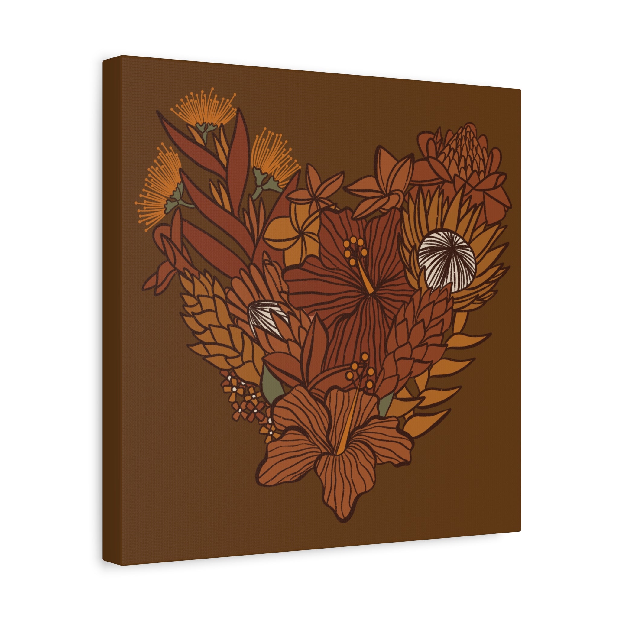 Terra Cotta Floral Heart Canvas