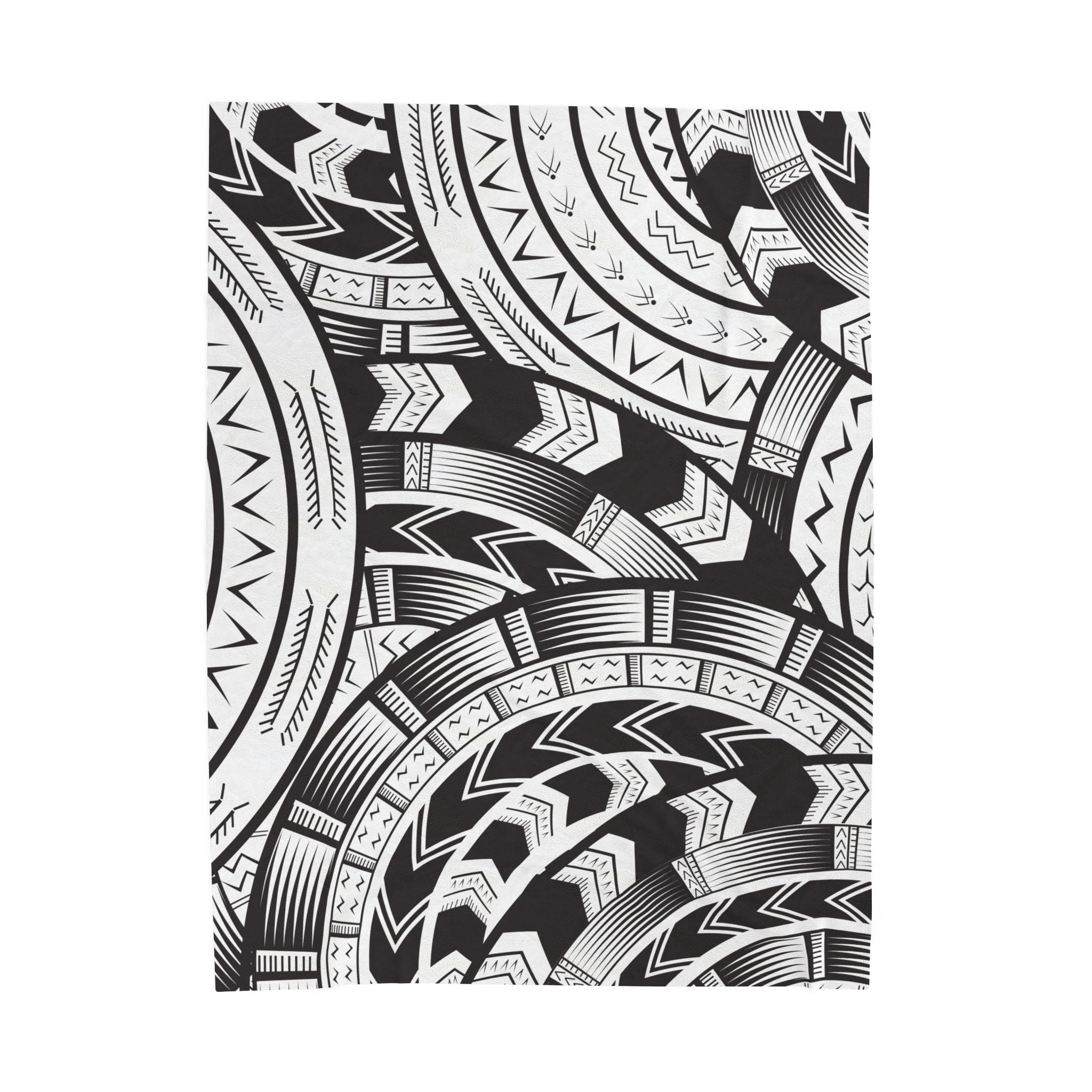 Black and White Tatau Velveteen Plush Blanket