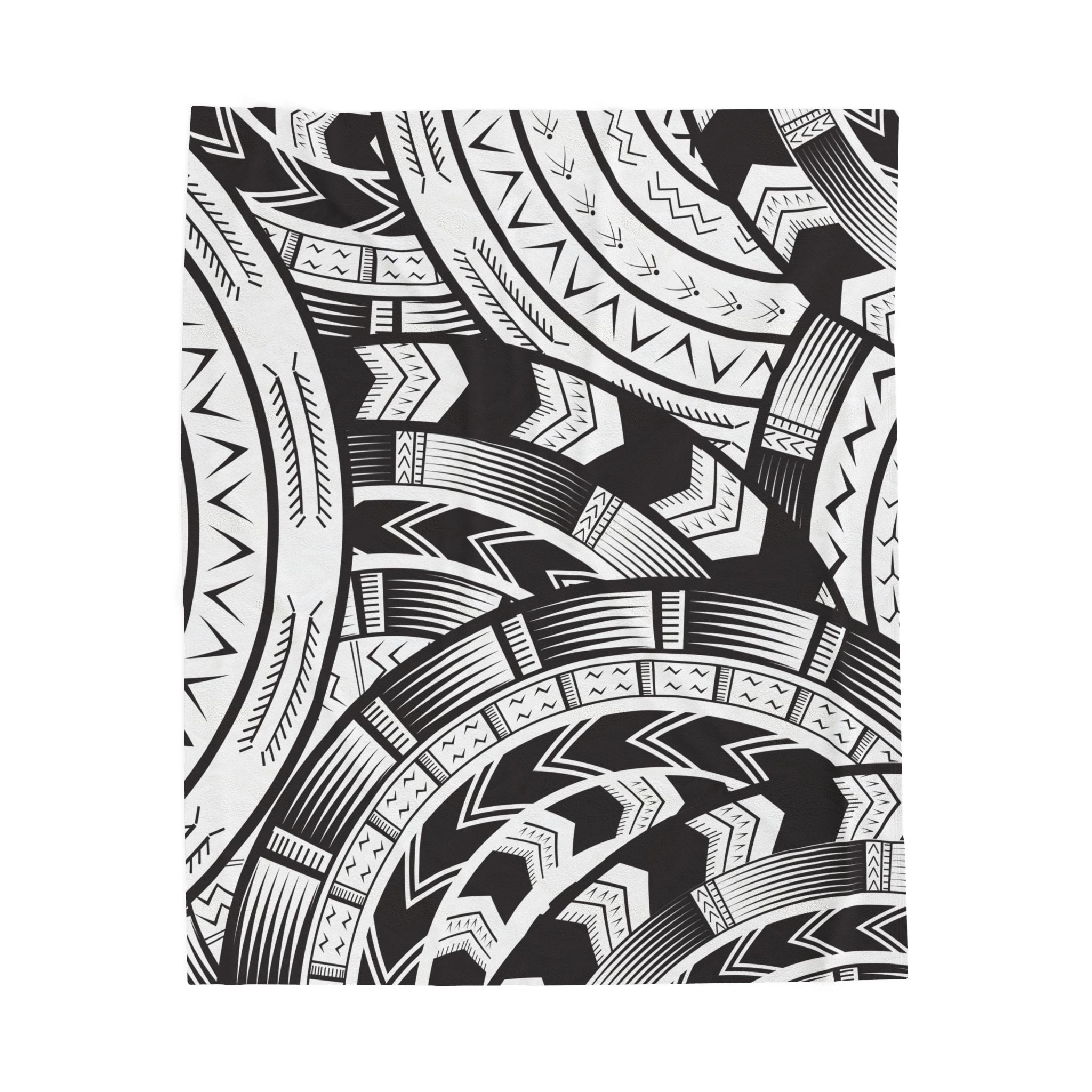 Black and White Tatau Velveteen Plush Blanket
