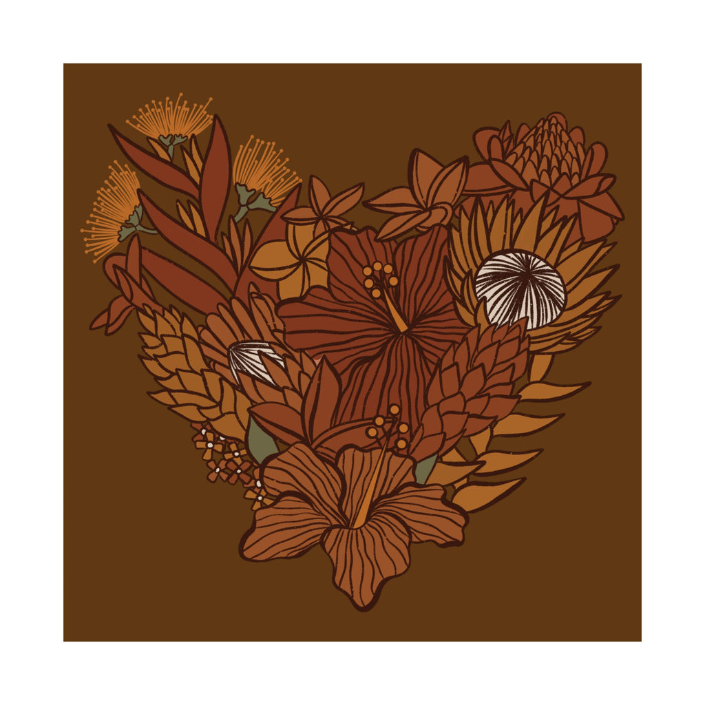 Terra Cotta Floral Heart Poster