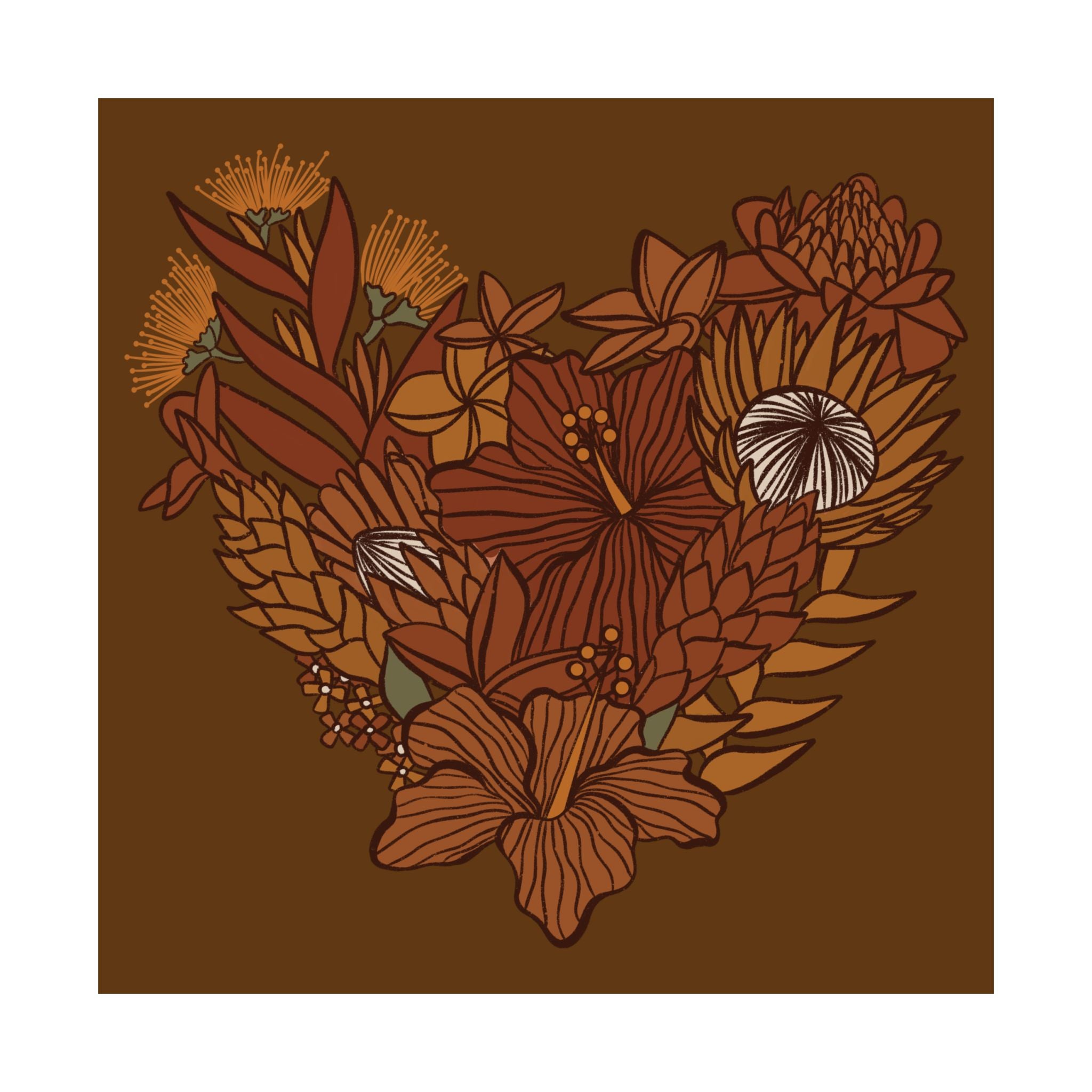 Terra Cotta Floral Heart Poster