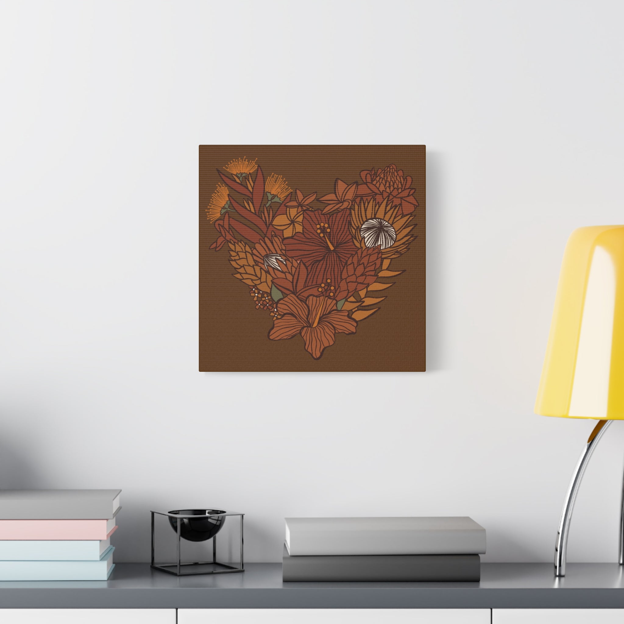 Terra Cotta Floral Heart Canvas