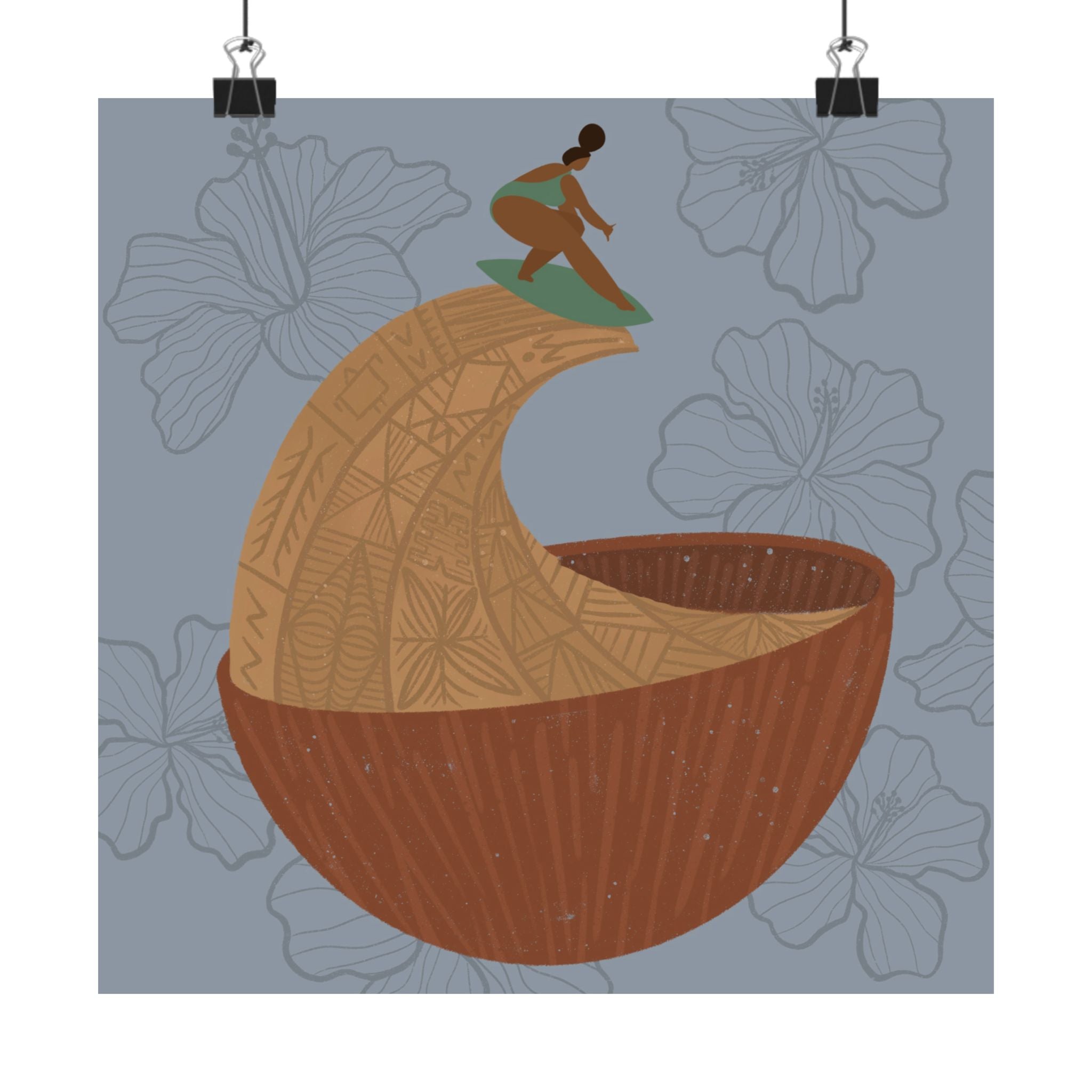 Surfing Kava Queen Poster