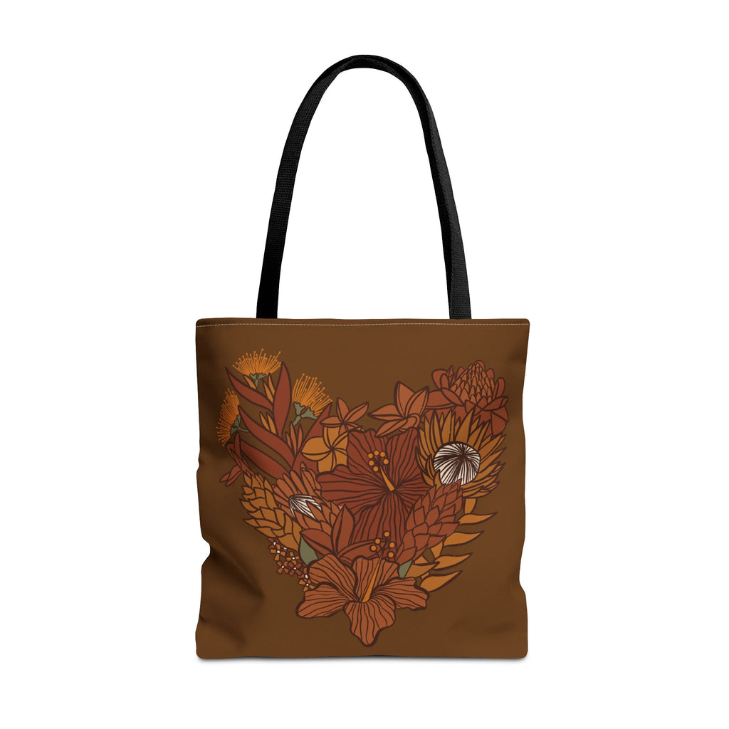 Terra Cotta Floral Heart Tote Bag
