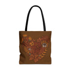 Terra Cotta Floral Heart Tote Bag