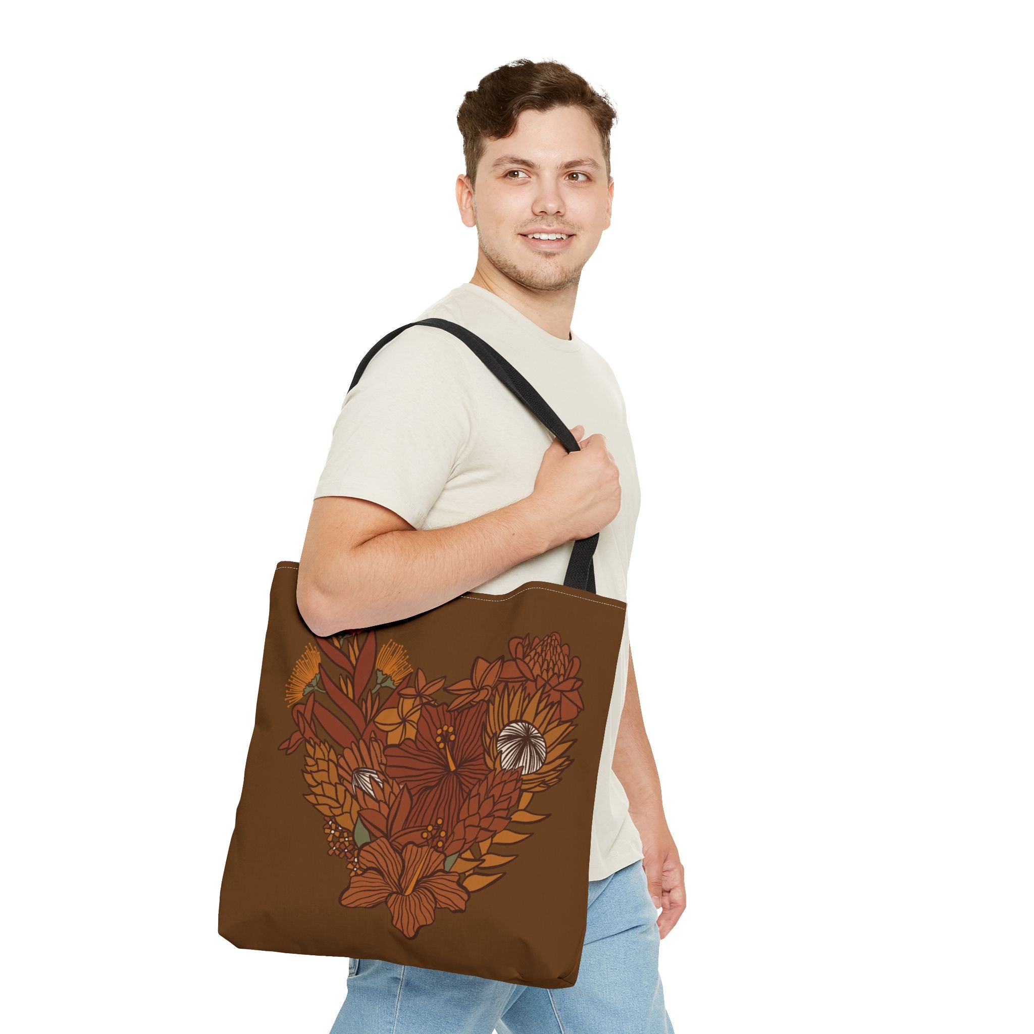 Terra Cotta Floral Heart Tote Bag
