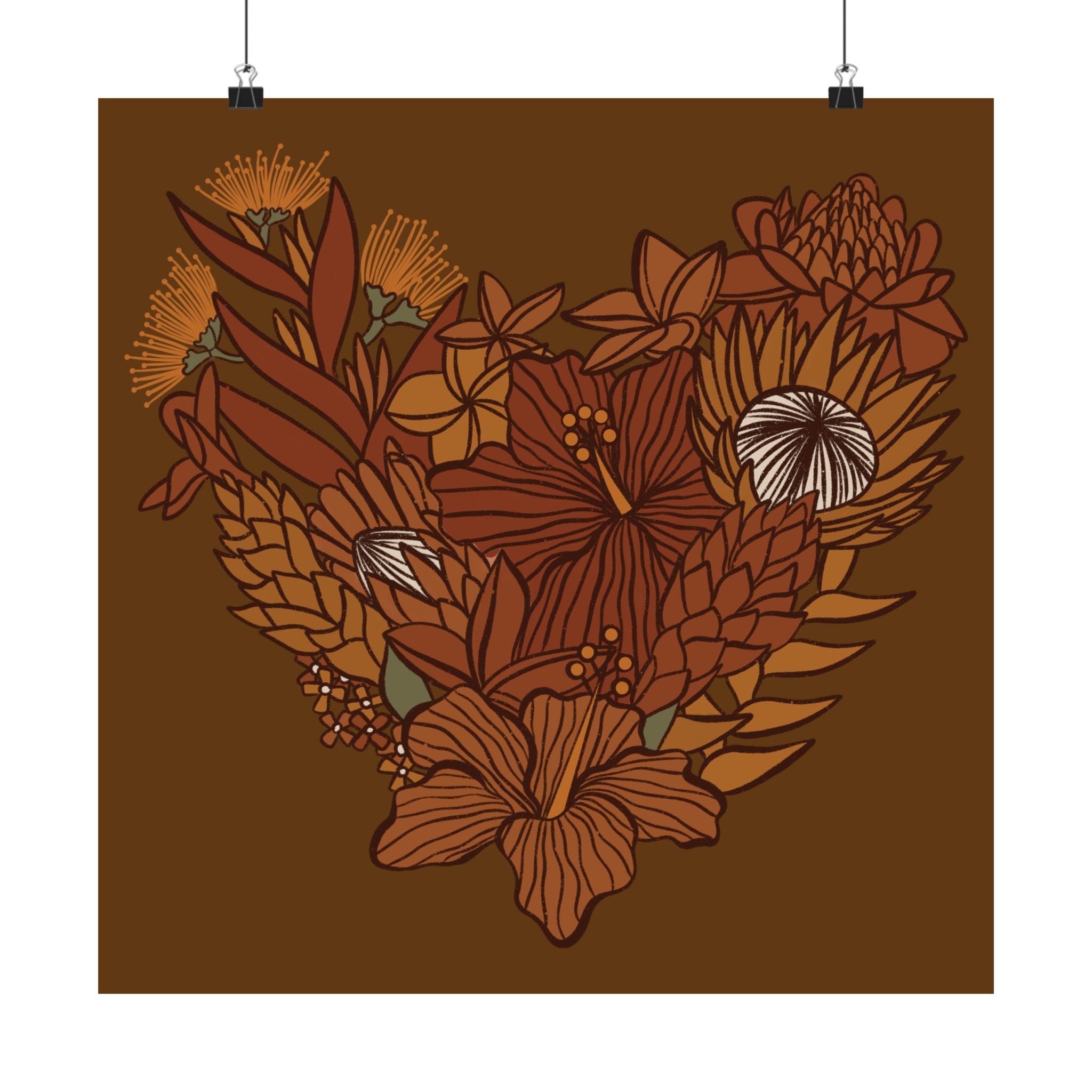 Terra Cotta Floral Heart Poster