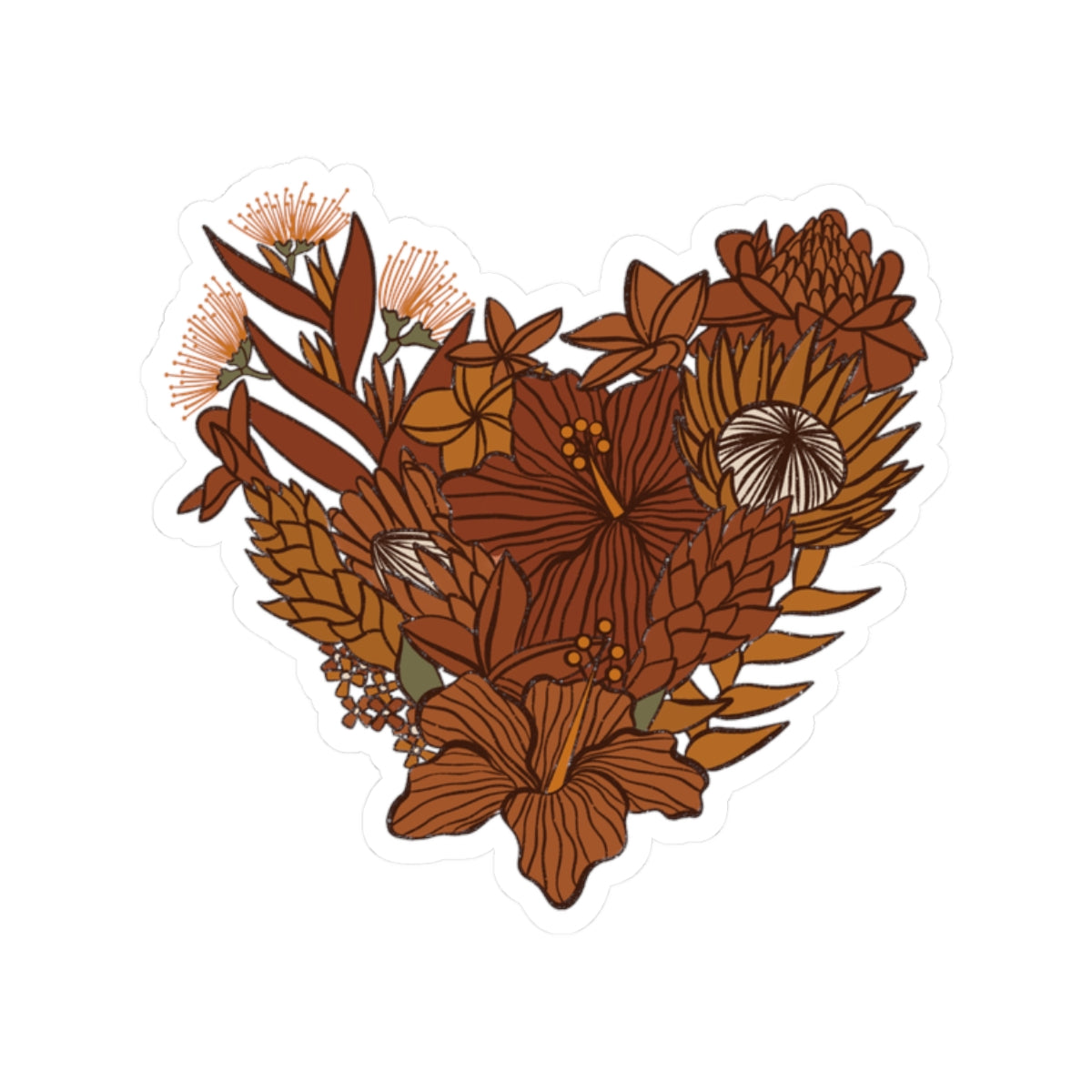 Terra Cotta Floral Heart Sticker